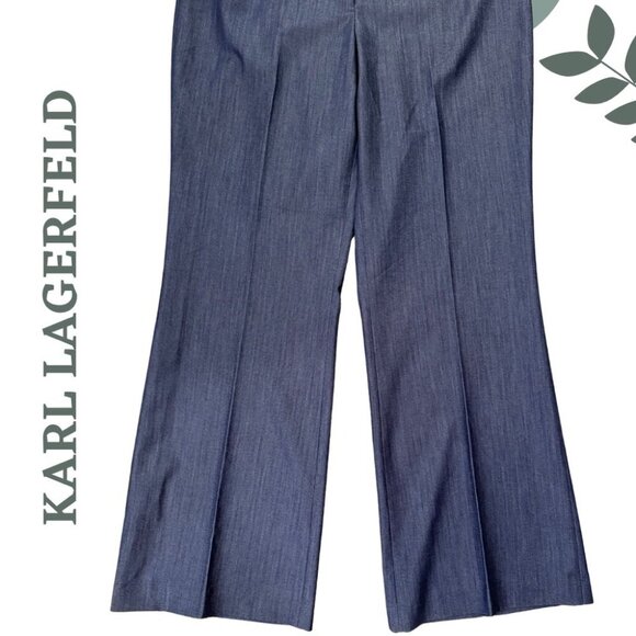 Karl Lagerfeld Paris Wide-Leg Dress Pants – Blue Chambray, Size 16 - Picture 5 of 6